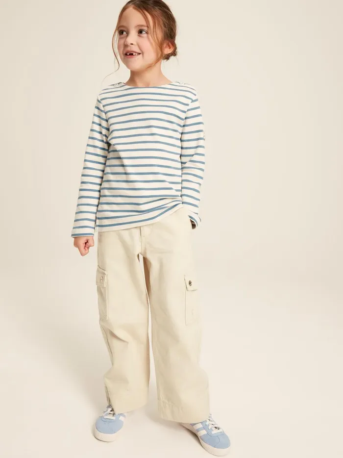 Joules Trousers and Leggings Girls Beige Cargo Wide Leg Trousers