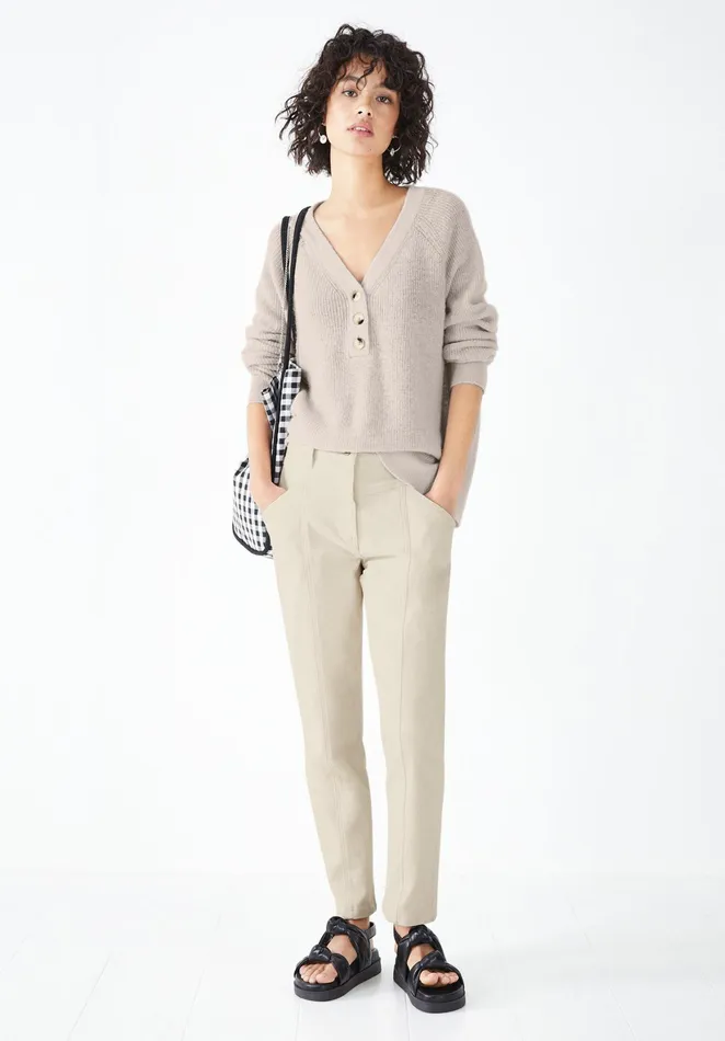 Jumpers and Cardigans Women Hush Jade VNeck Henley Jumper Moonshine