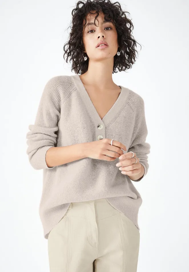 Jumpers and Cardigans Women Hush Jade VNeck Henley Jumper Moonshine