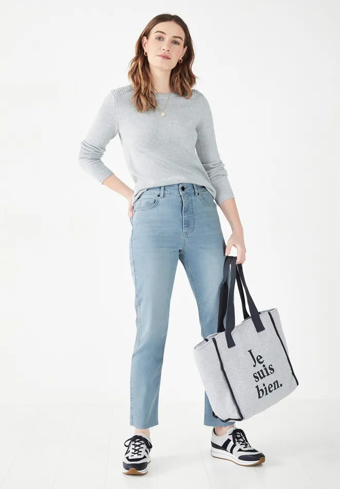 Jumpers and Cardigans Women Hush Scarlett Biker Jumper Palest Grey Marl