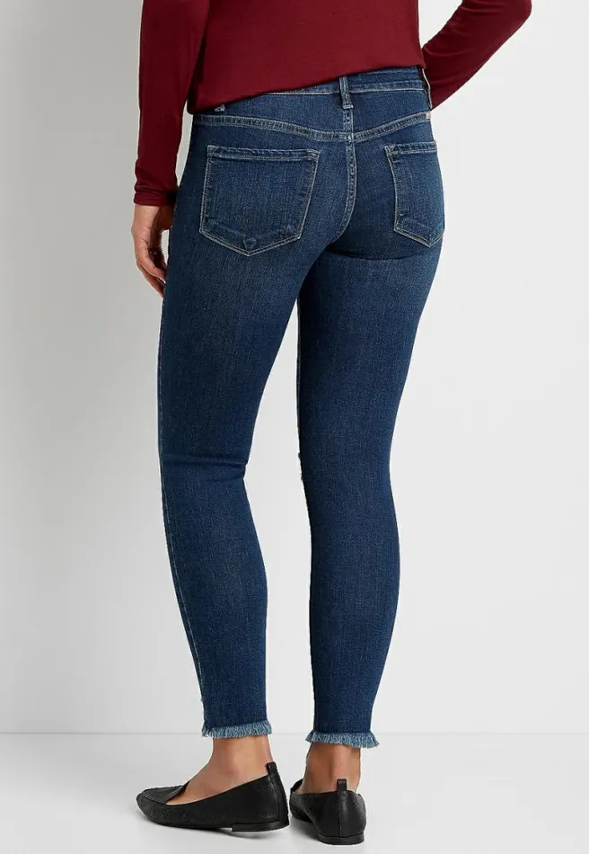 Kancan Dark Wash Destructed Skinny Jean Women Maurices Jeans