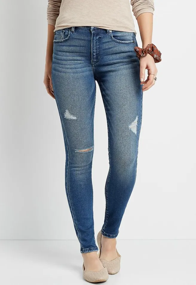 Kancan High Rise Medium Destructed Skinny Jean Women Maurices Jeans