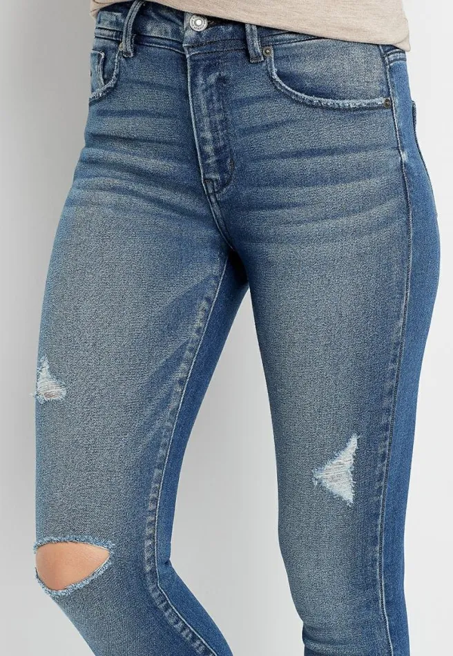 Kancan High Rise Medium Destructed Skinny Jean Women Maurices Jeans