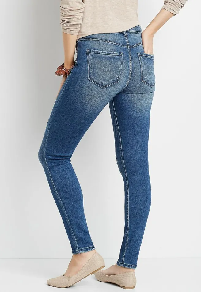 Kancan High Rise Medium Destructed Skinny Jean Women Maurices Jeans