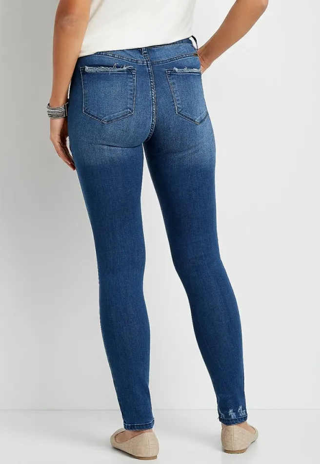 Kancan High Rise Medium Wash Button Fly Skinny Jean Women Maurices Jeans