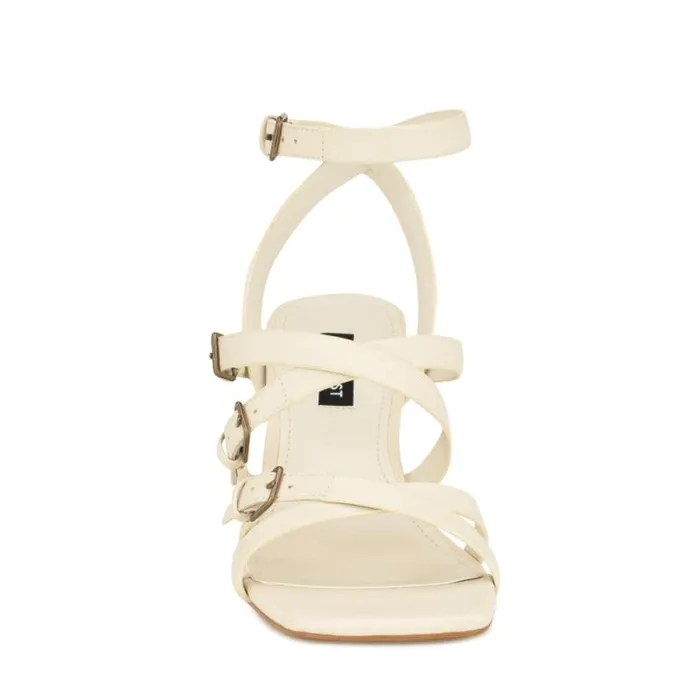 Karrly Ankle Strap Heeled Sandals Ivory Women Nine West Heels Karrly Ankle Strap Heeled Sandals Ivory Women Nine West Heels