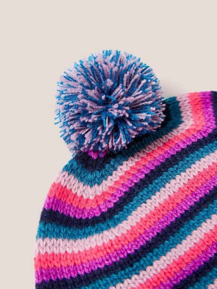 Kids ACCESSORIES White Stuff Multi Stripe Hat Pink Multi