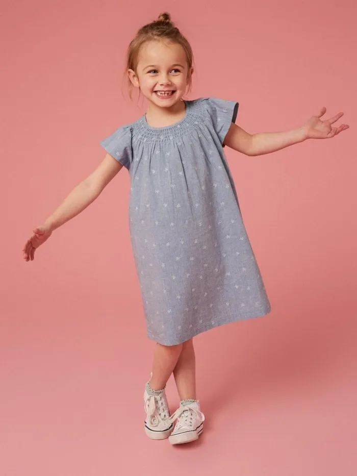 Kids DRESSES and SKIRTS White Stuff Chambray Frill Dress Chambray Blue