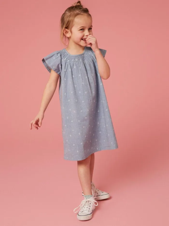Kids DRESSES and SKIRTS White Stuff Chambray Frill Dress Chambray Blue Kids DRESSES and SKIRTS White Stuff Chambray Frill Dress Chambray Blue