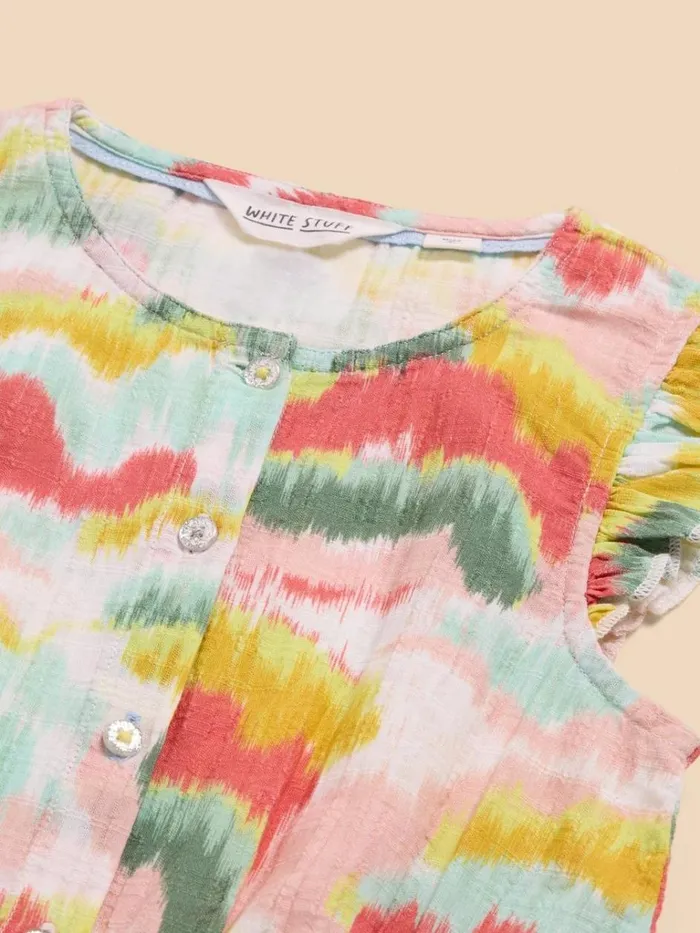 Kids PLAYSUITS White Stuff Tie Dye Printed Jumpsuit Pink Multi