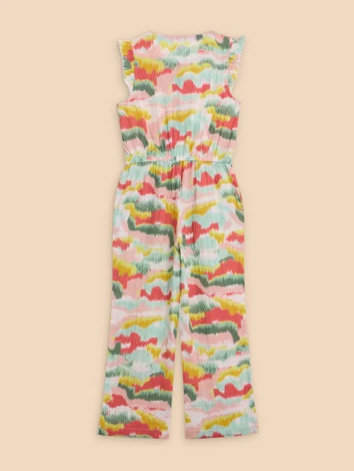 Kids PLAYSUITS White Stuff Tie Dye Printed Jumpsuit Pink Multi