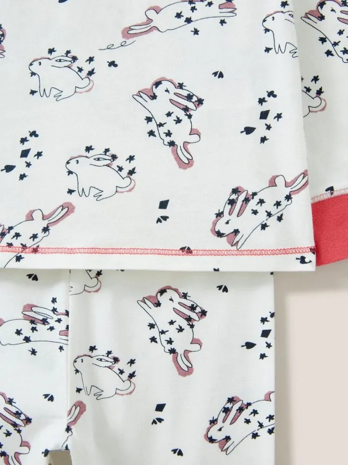 Kids PYJAMAS White Stuff Bunny Printed PJ Set Pink Print