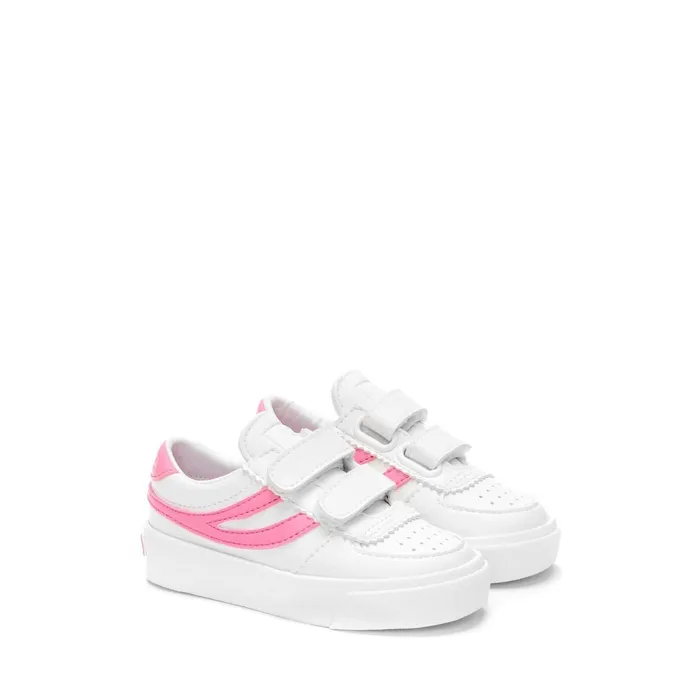 Kids Sneakers Kid Unisex 2846 KIDS SEATTLE STRAPS VEGAN MATERIAL Low Cut WHITENEON PINK Superga Children