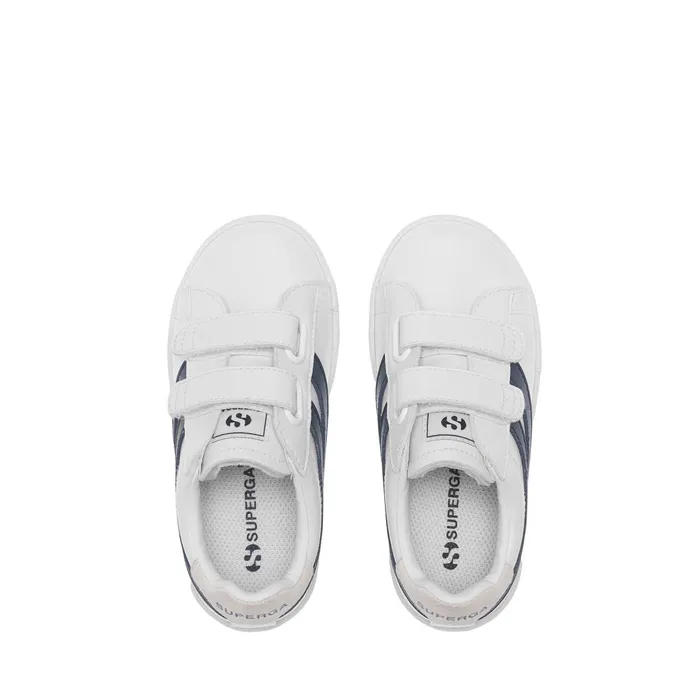 Kids Sneakers Kid Unisex 4832 KIDS STRAPS MATCH Low Cut WHITEBLUE NAVY Superga Low Cut