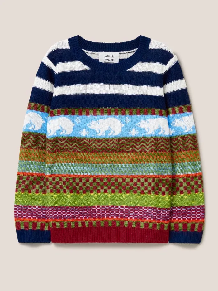 Kids SWEATS White Stuff Polar Bear Fairisle Jumper Orange Multi Kids SWEATS White Stuff Polar Bear Fairisle Jumper Orange Multi