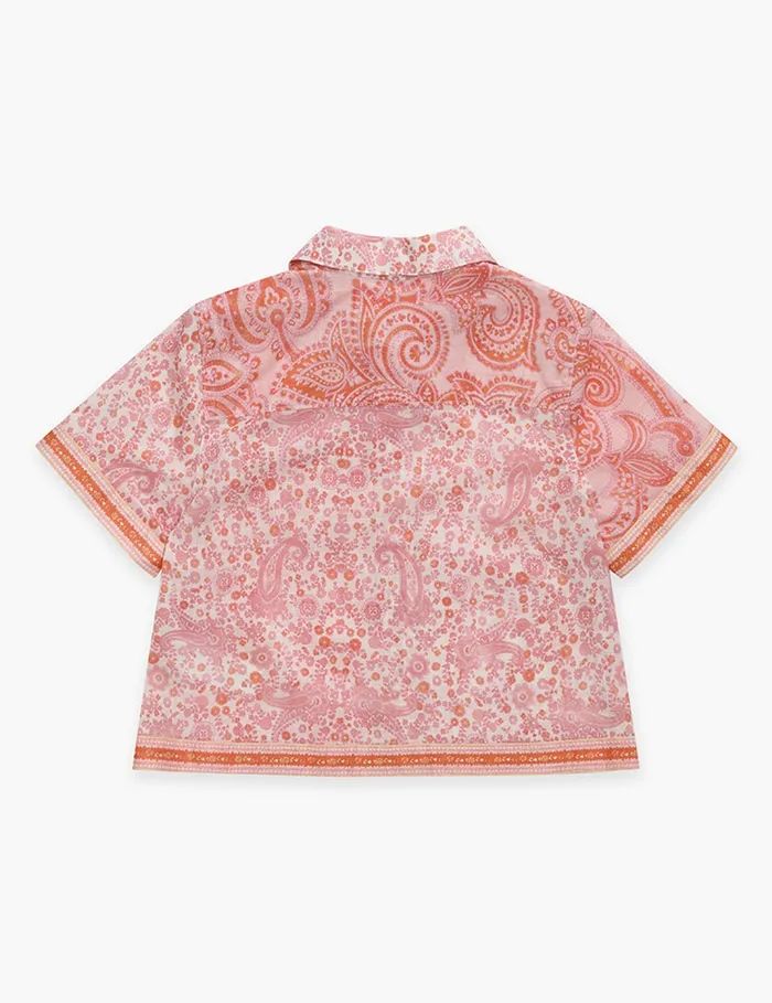 Kids Zimmermann Clothing Ottie Pocket Shirt Pink Paisley