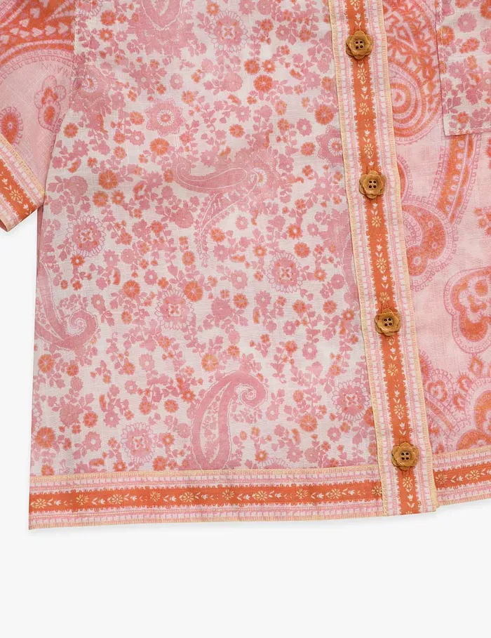 Kids Zimmermann Clothing Ottie Pocket Shirt Pink Paisley