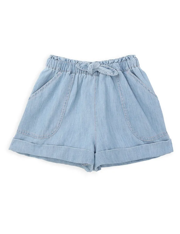 Kids Zimmermann Denim Waverly Utility Denim Short Blueberry