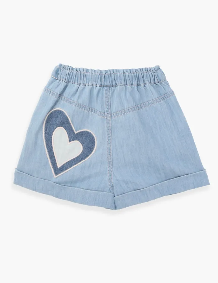 Kids Zimmermann Denim Waverly Utility Denim Short Blueberry