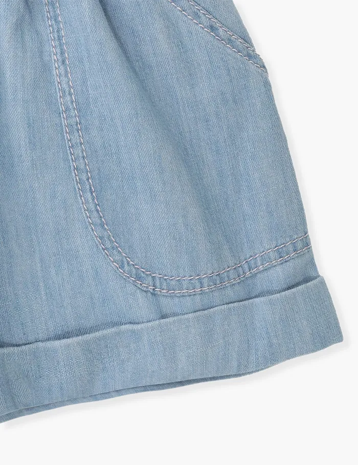 Kids Zimmermann Denim Waverly Utility Denim Short Blueberry