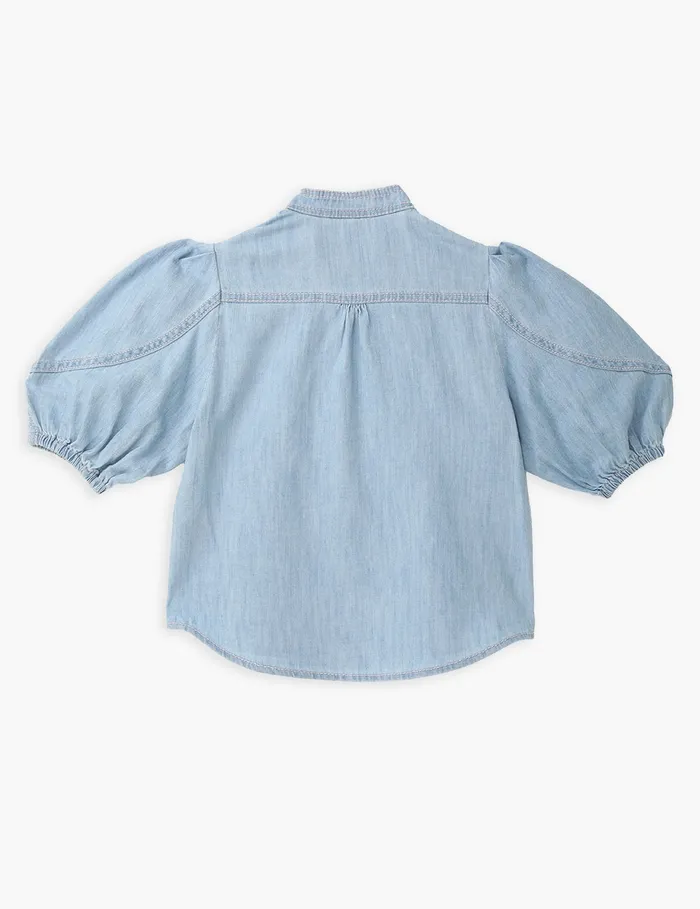 Kids Zimmermann Denim Waverly Utility Denim Top Blueberry