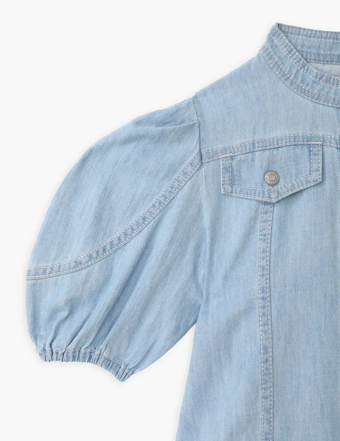 Kids Zimmermann Denim Waverly Utility Denim Top Blueberry