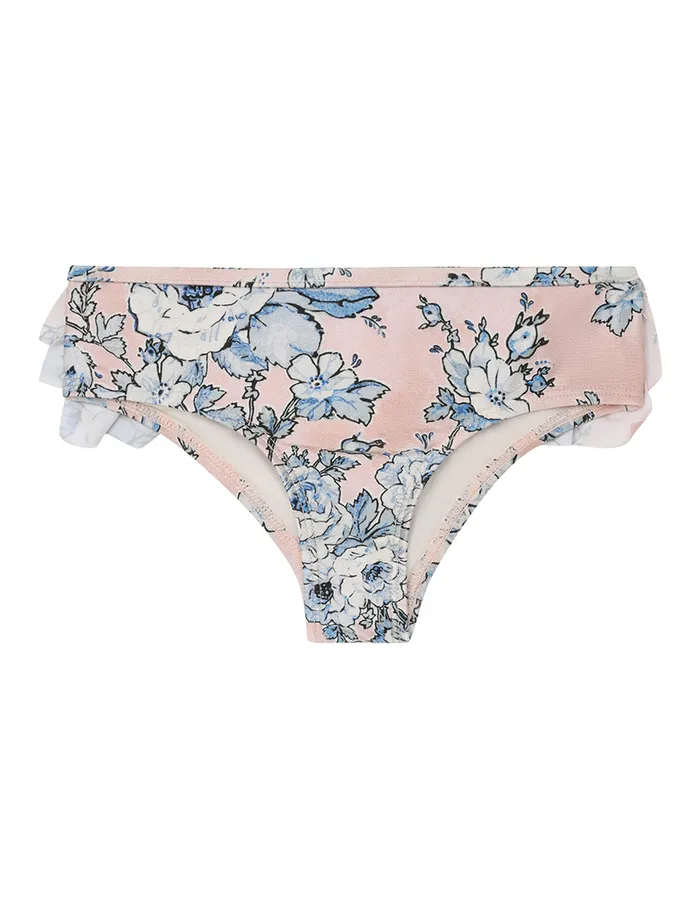 Kids Zimmermann Swimwear Halliday Frill Pant Peachblue Floral