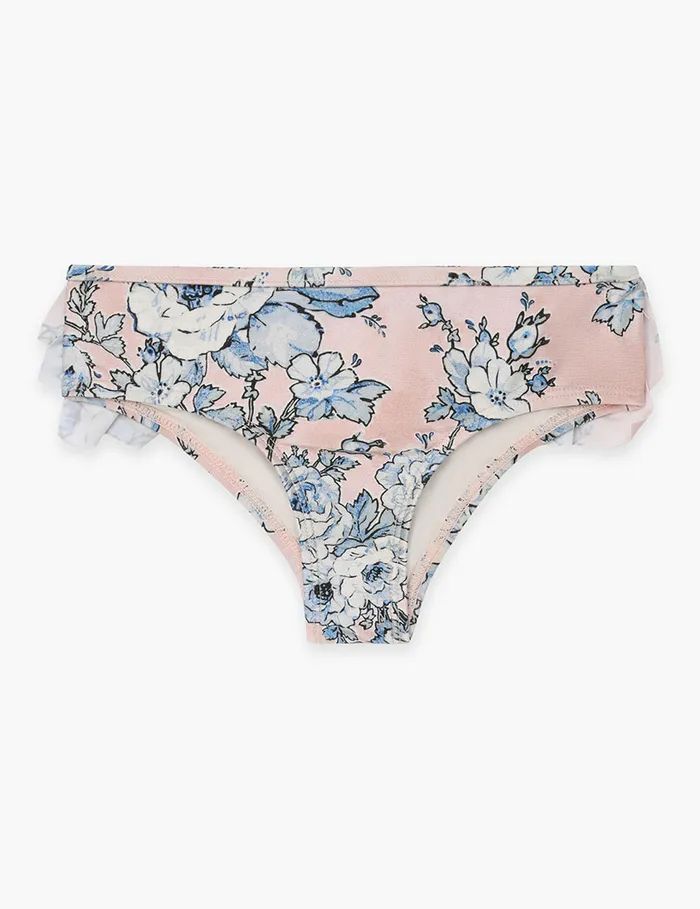 Kids Zimmermann Swimwear Halliday Frill Pant Peachblue Floral