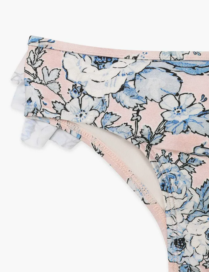 Kids Zimmermann Swimwear Halliday Frill Pant Peachblue Floral