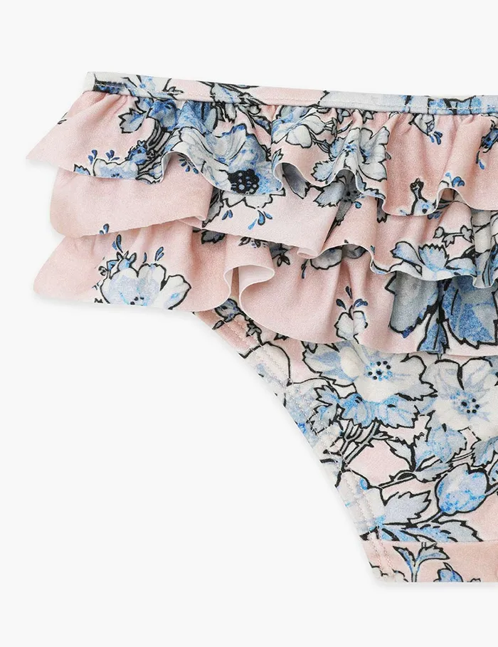 Kids Zimmermann Swimwear Halliday Frill Pant Peachblue Floral