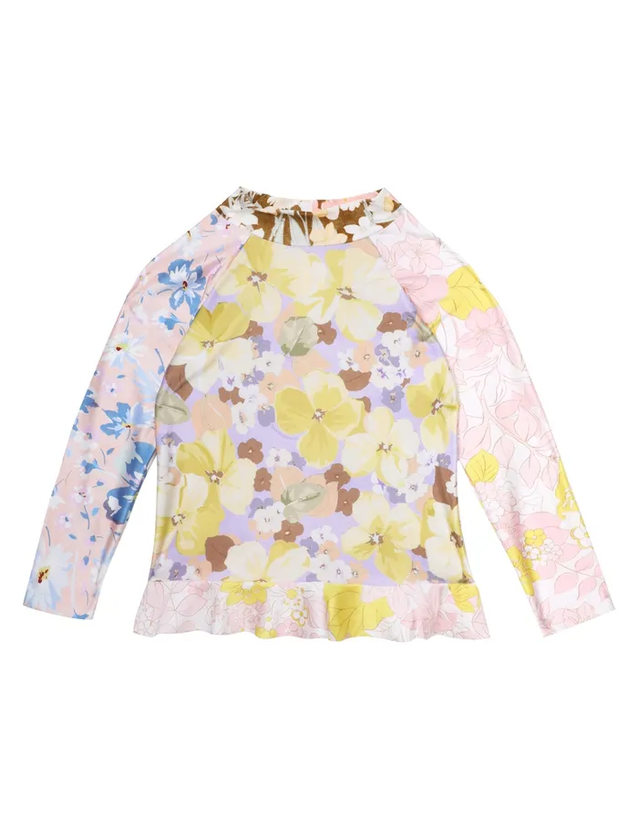 Kids Zimmermann Swimwear Pop Spliced Frill Rashie Spliced