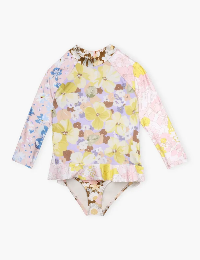 Kids Zimmermann Swimwear Pop Spliced Frill Rashie Spliced