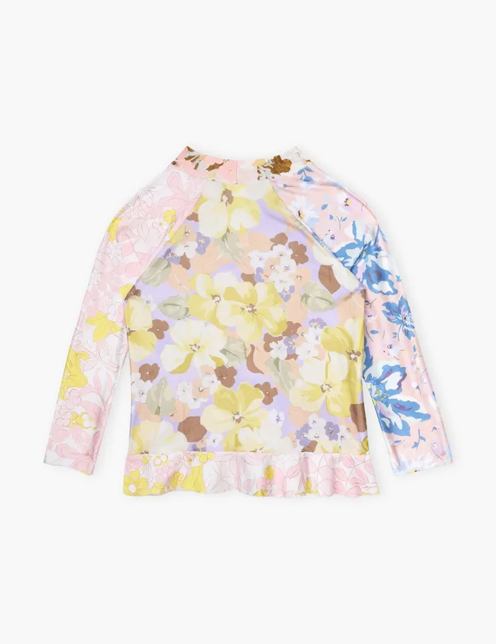 Kids Zimmermann Swimwear Pop Spliced Frill Rashie Spliced