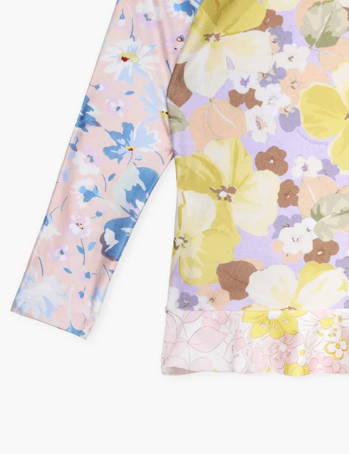 Kids Zimmermann Swimwear Pop Spliced Frill Rashie Spliced