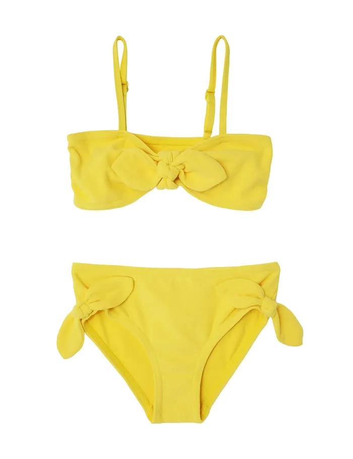 Kids Zimmermann Swimwear Pop Terry Tie Bikini Yellow