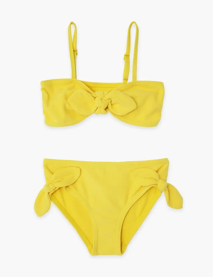 Kids Zimmermann Swimwear Pop Terry Tie Bikini Yellow