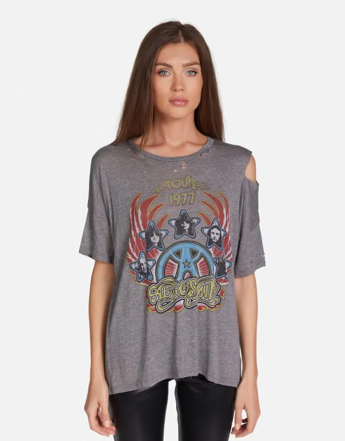 Kierstyn Aerosmith Tour Heather Grey Women Lauren Moshi Short Sleeve