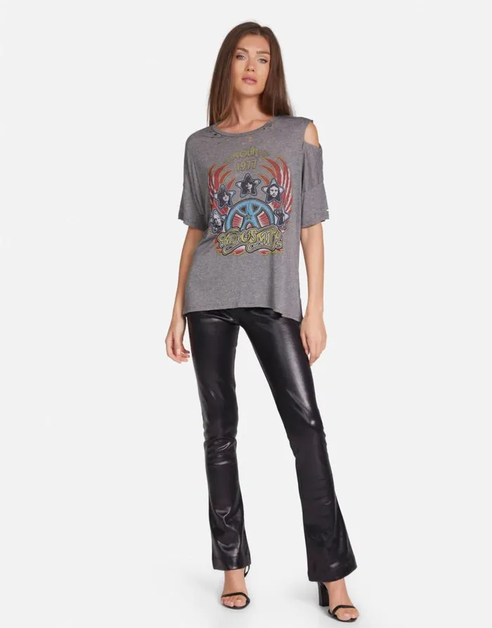 Kierstyn Aerosmith Tour Heather Grey Women Lauren Moshi Short Sleeve