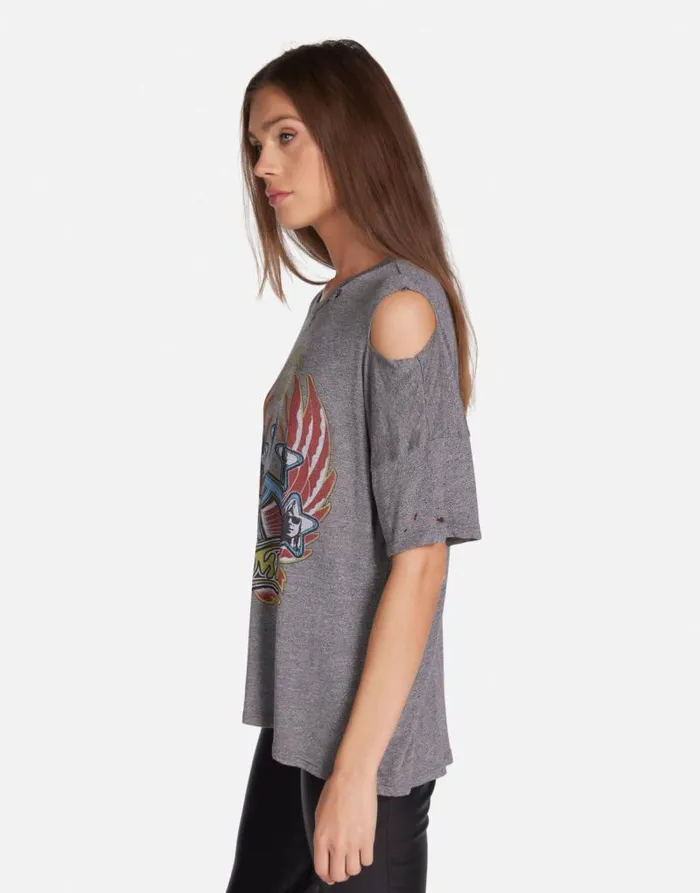 Kierstyn Aerosmith Tour Heather Grey Women Lauren Moshi Short Sleeve