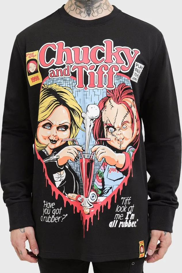 Killstar Graphic Tops Men Chucky and Tiff Forever Sweatshirt