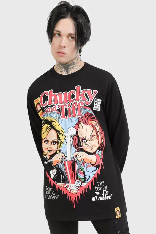 Killstar Graphic Tops Men Chucky and Tiff Forever Sweatshirt