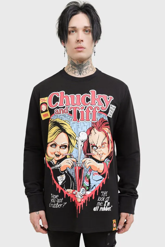 Killstar Graphic Tops Men Chucky and Tiff Forever Sweatshirt
