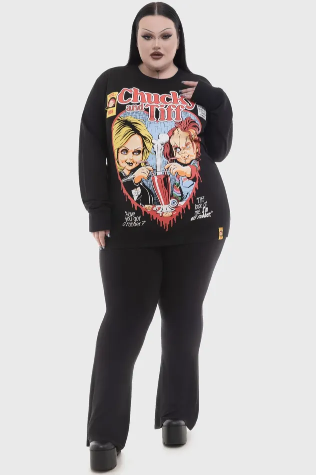 Killstar Graphic Tops Men Chucky and Tiff Forever Sweatshirt