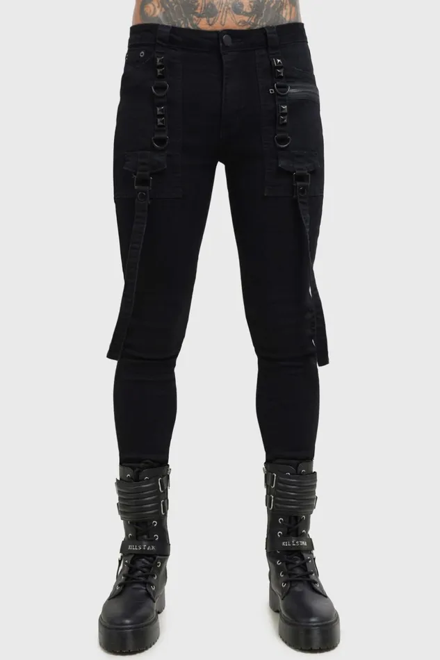 Killstar Jeans and Trousers Men Kihilist Bondage Trousers