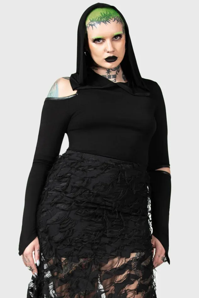 Killstar Long Sleeves Women Morwen Hooded Top