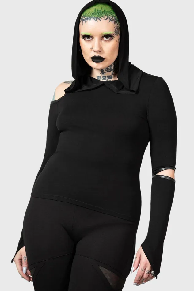 Killstar Long Sleeves Women Morwen Hooded Top