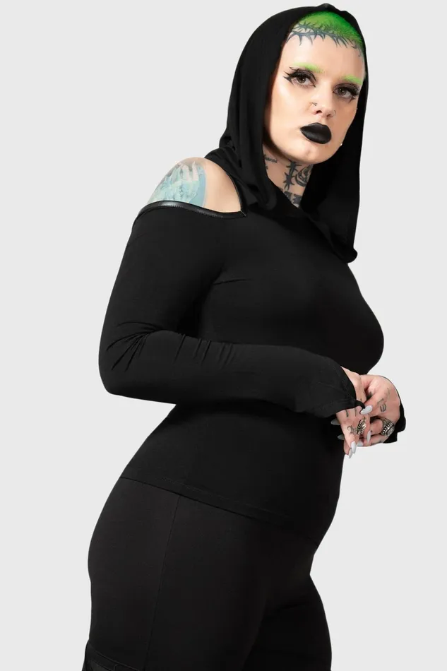 Killstar Long Sleeves Women Morwen Hooded Top