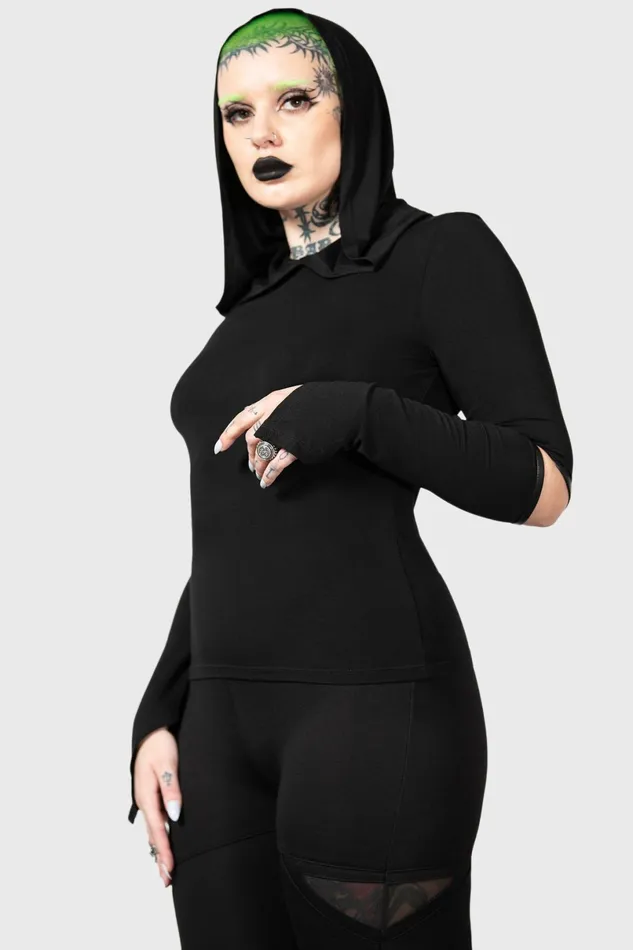 Killstar Long Sleeves Women Morwen Hooded Top