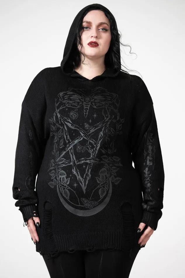 Killstar Sweaters Women Hyperion Hooded Knit Sweater