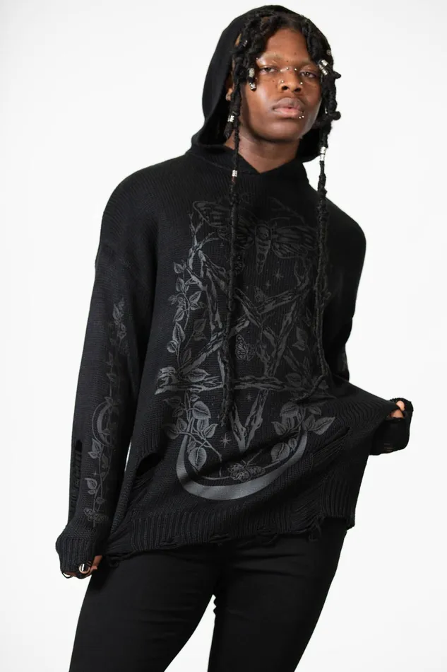 Killstar Sweaters Women Hyperion Hooded Knit Sweater